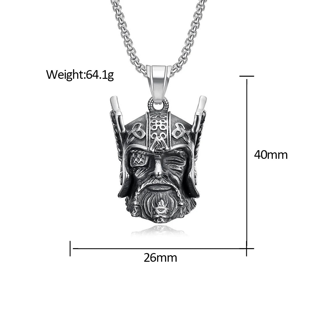 Collier Pendentif Casque d'Odin - Acier Inoxydable 316L - Symbole Viking