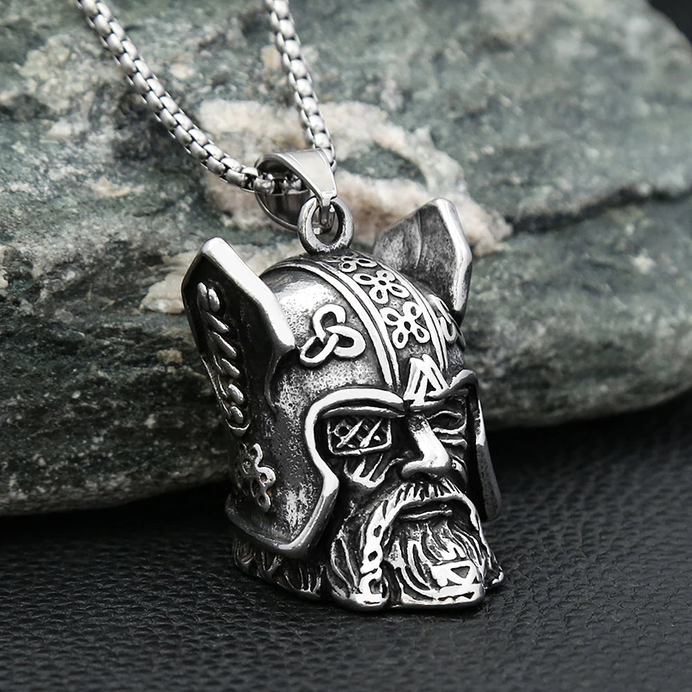 Collier Pendentif Casque d'Odin - Acier Inoxydable 316L - Symbole Viking