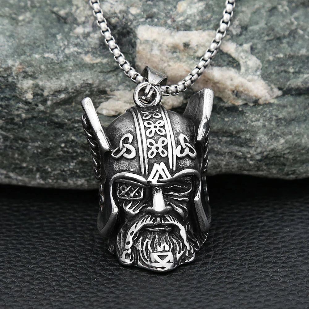 Collier Pendentif Casque d'Odin - Acier Inoxydable 316L - Symbole Viking
