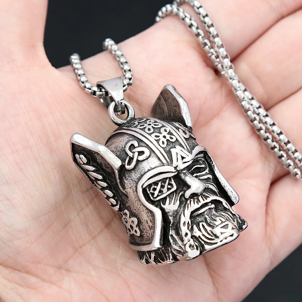 Collier Pendentif Casque d'Odin - Acier Inoxydable 316L - Symbole Viking