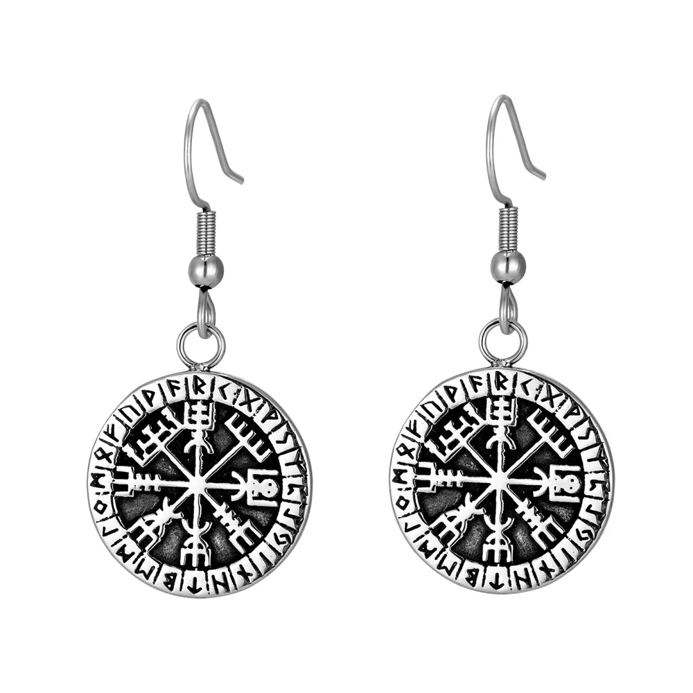 Viking Vegvisir Earrings – Nordic Charm and Ancestral Symbolism