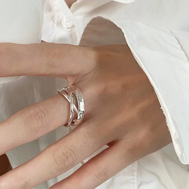 "Yggdrasil Waves" Ring - Intertwined Design in 925 Sterling Silver