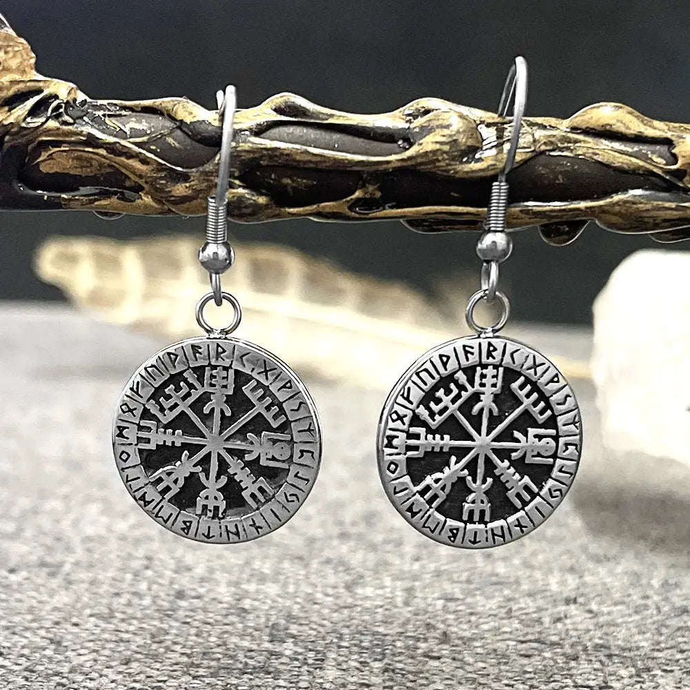 Viking Vegvisir Earrings – Nordic Charm and Ancestral Symbolism