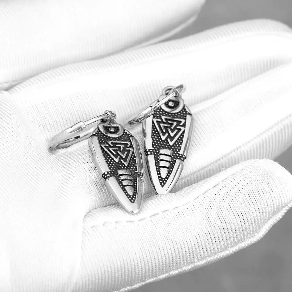 Viking Valknut Earrings in Stainless Steel – Nordic Symbol of Power