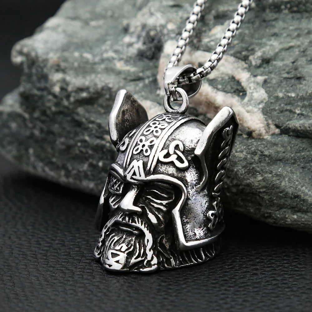 Collier Pendentif Casque d'Odin - Acier Inoxydable 316L - Symbole Viking