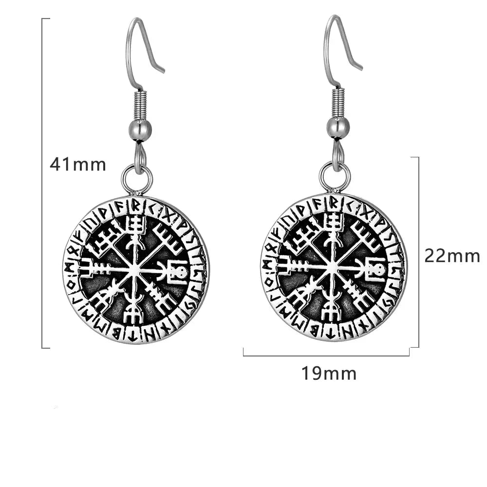 Viking Vegvisir Earrings – Nordic Charm and Ancestral Symbolism