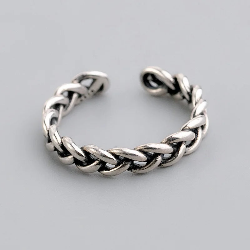 Fenrir's Braid Ring – 925 Sterling Silver with Viking Design