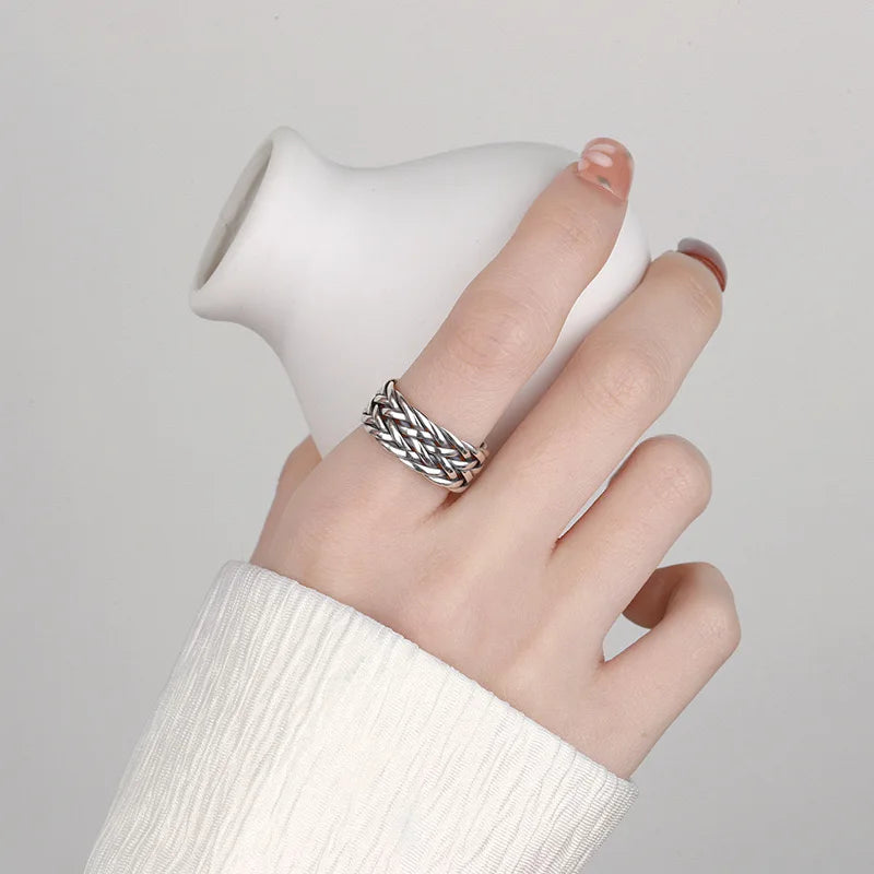 "Drakkar" Ring – Viking Braiding in 925 Sterling Silver