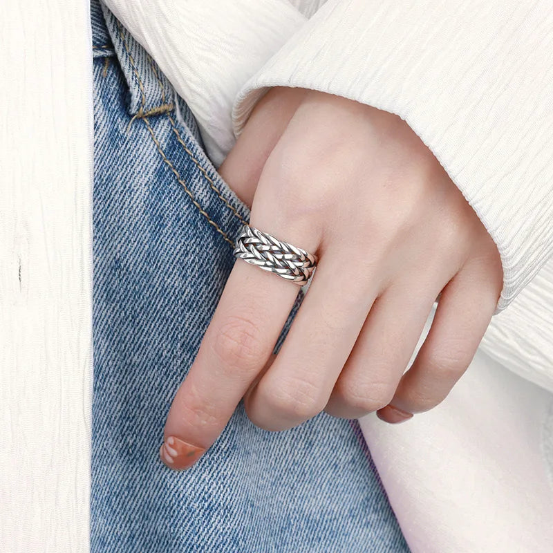 "Drakkar" Ring – Viking Braiding in 925 Sterling Silver