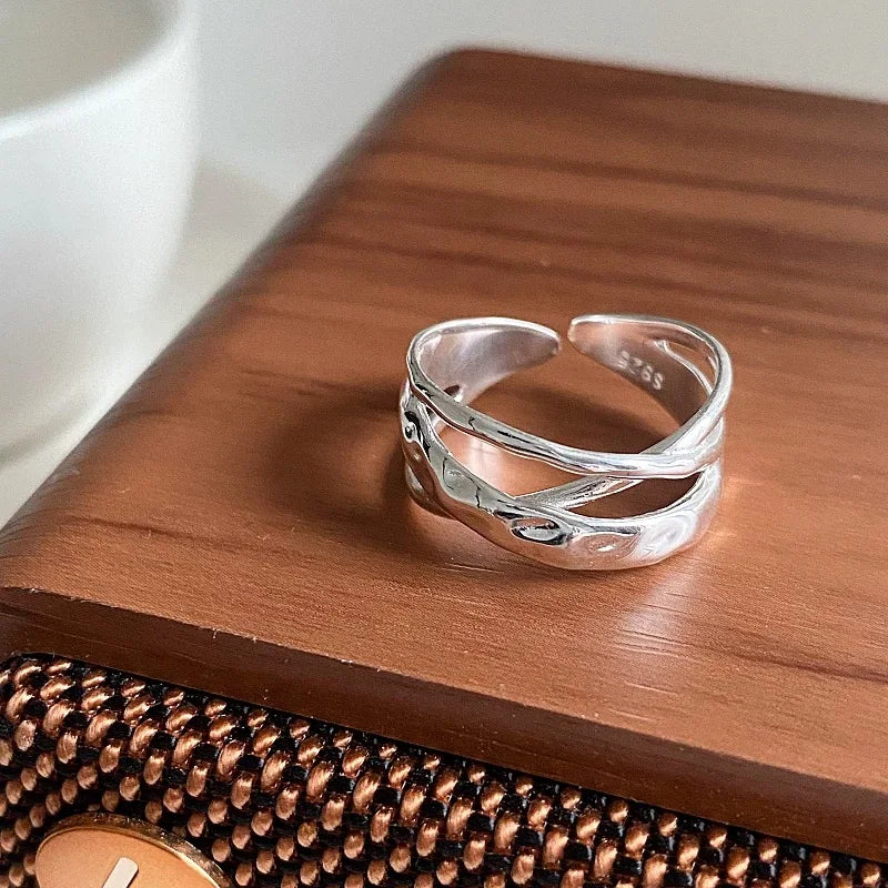 "Yggdrasil Waves" Ring - Intertwined Design in 925 Sterling Silver