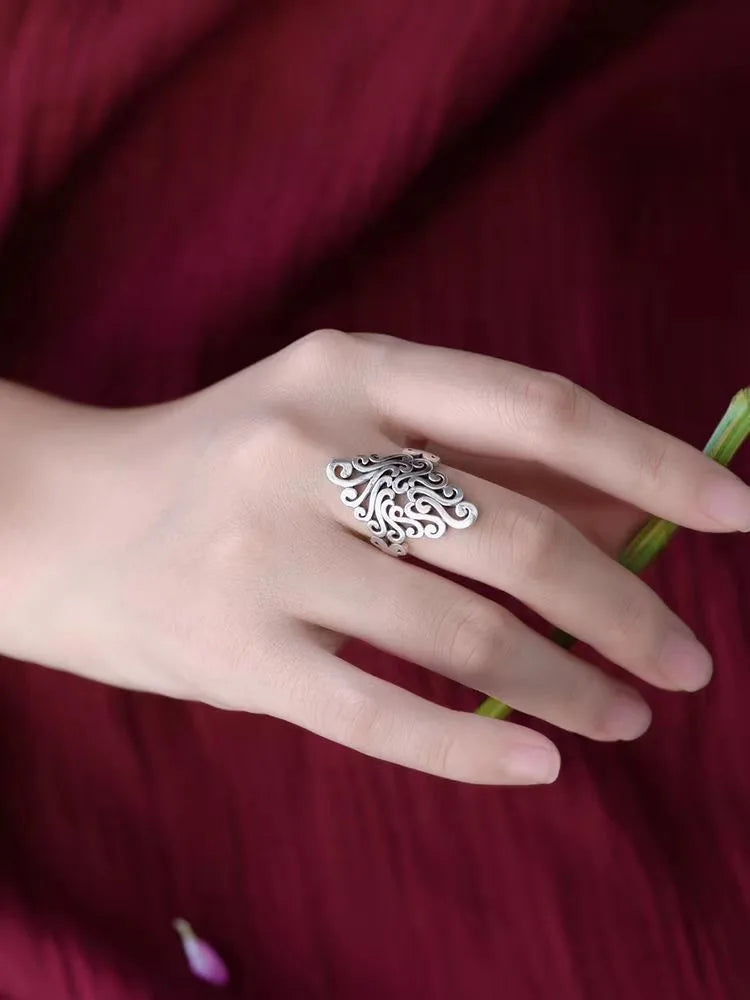 "Fafnir" Ring - Elegant Viking Scrolls in 925 Sterling Silver for Women