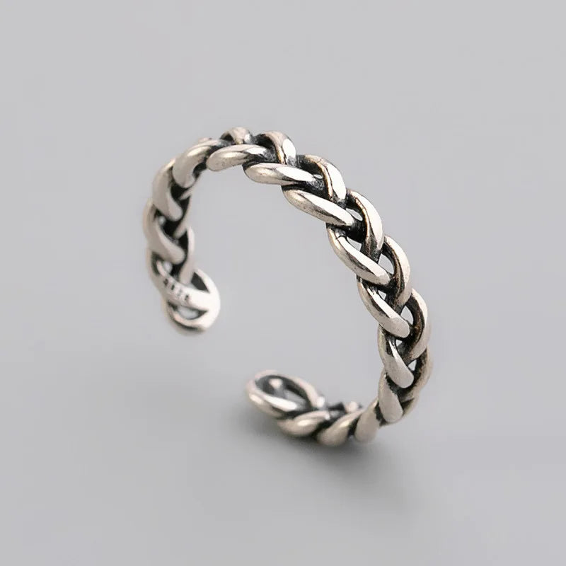 Fenrir's Braid Ring – 925 Sterling Silver with Viking Design