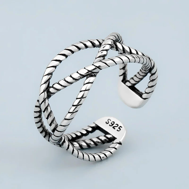 Njord Ropes Ring – Intertwined Viking Design in 925 Sterling Silver