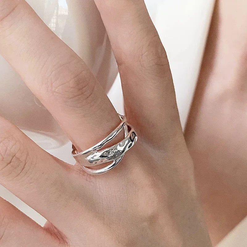 "Yggdrasil Waves" Ring - Intertwined Design in 925 Sterling Silver