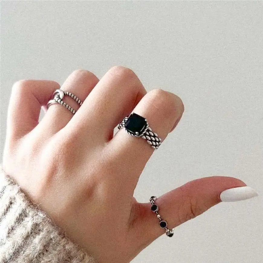 "Sigrdrífa" Ring – Viking Black Sheen in 925 Sterling Silver Adjustable