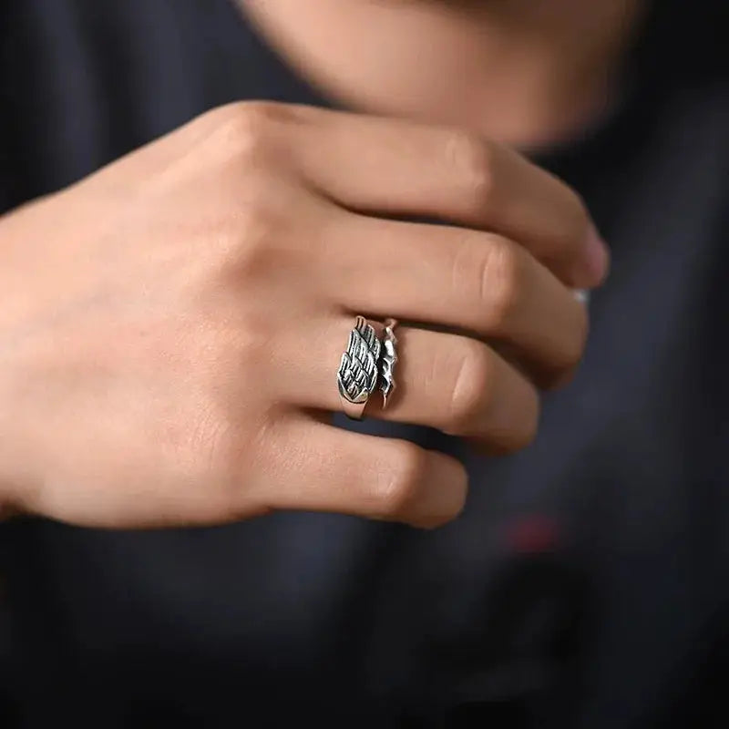 Valkyrie Feather Ring – 925 Sterling Silver Inspired by Norse Mythology