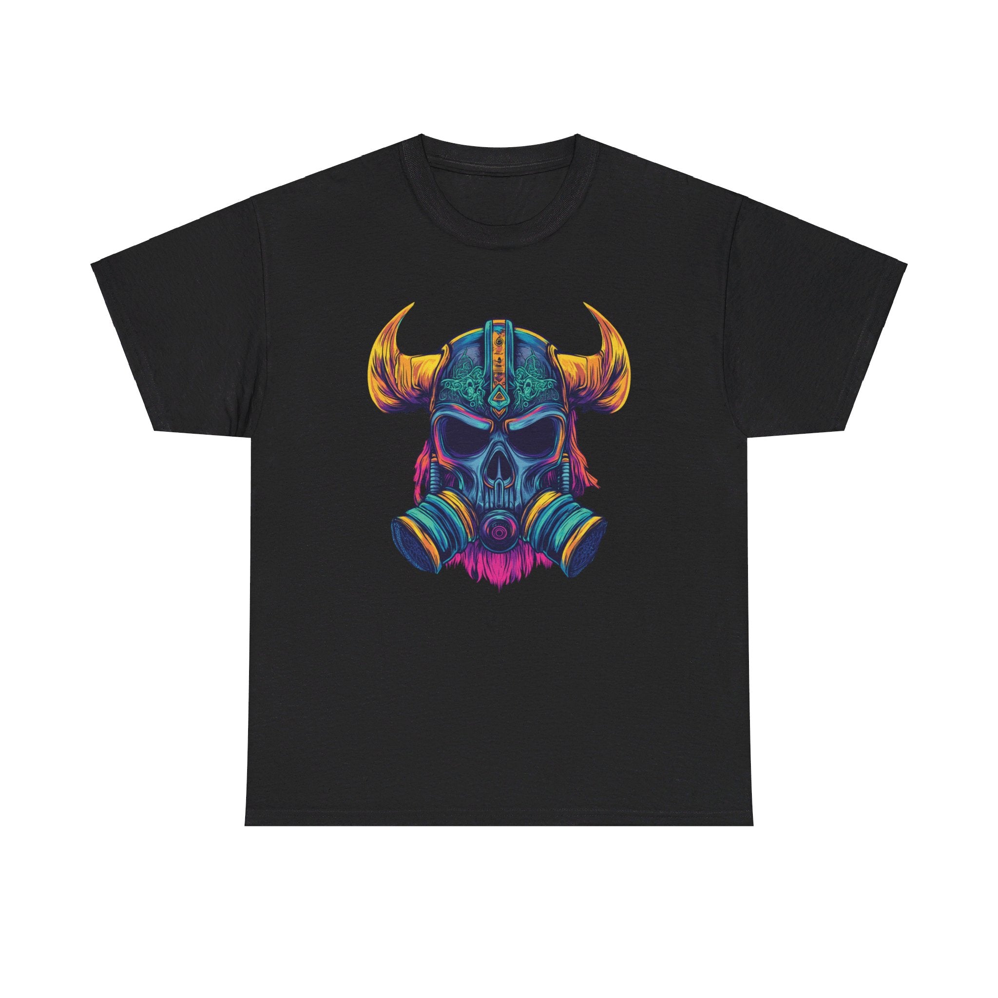 T-shirt noir Guerrier Viking casque néon