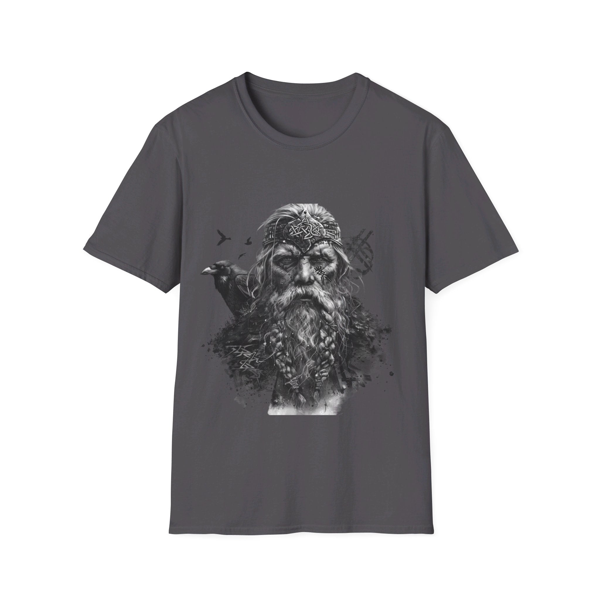 T-shirt Odin gris foncé avec motif viking classique