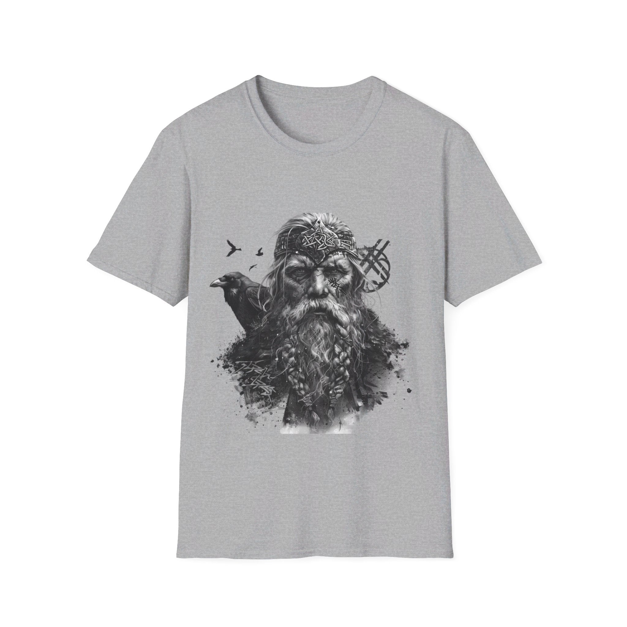 T-shirt Odin gris clair avec motif viking classique