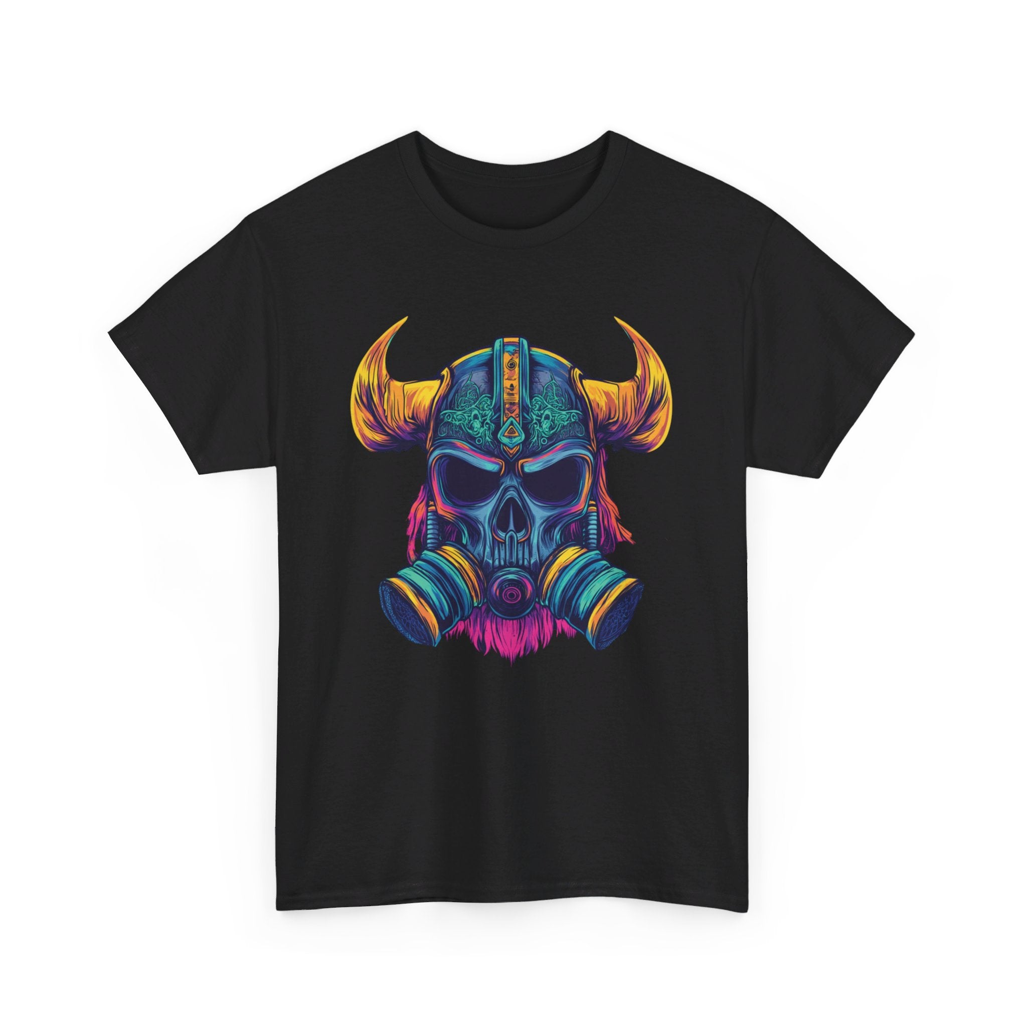 T-shirt noir Guerrier Viking casque néon