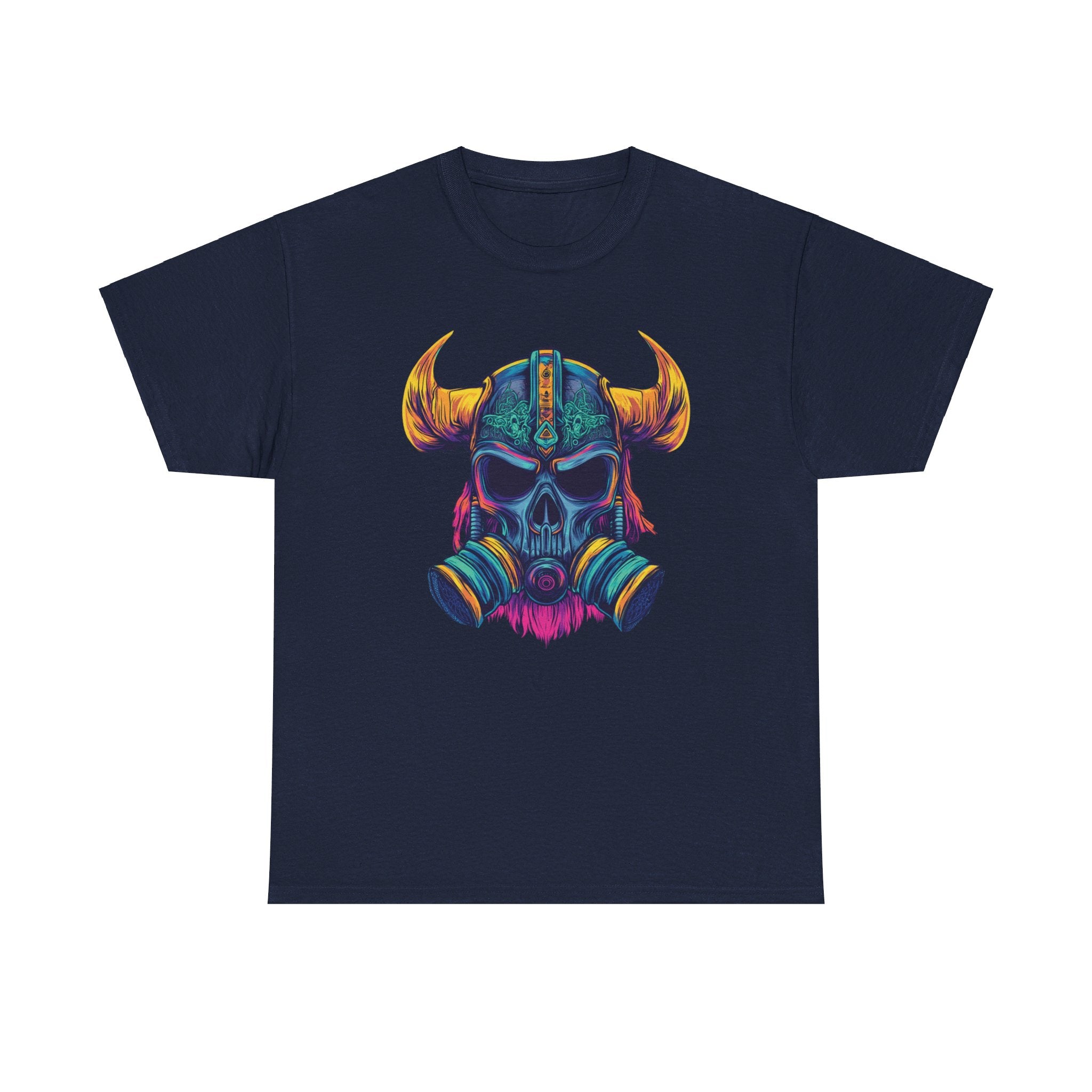 T-shirt bleu Guerrier Viking casque néon