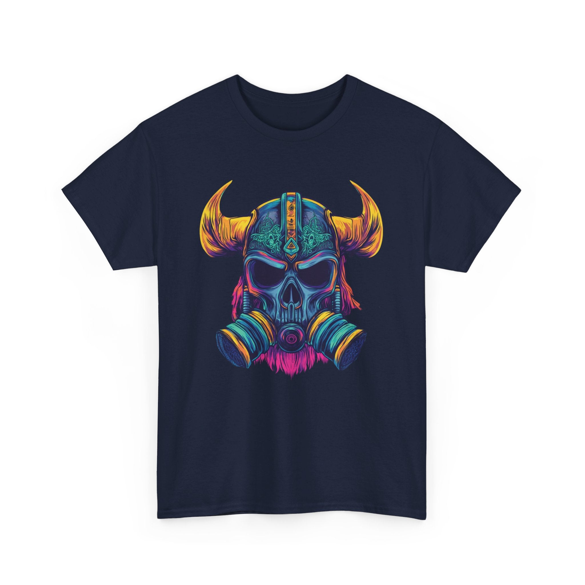 T-shirt bleu Guerrier Viking casque néon