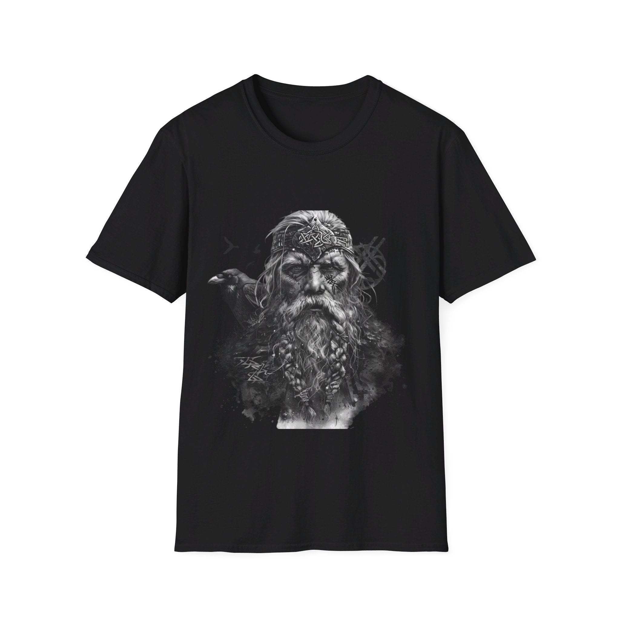 T-shirt Odin noir avec motif viking classique