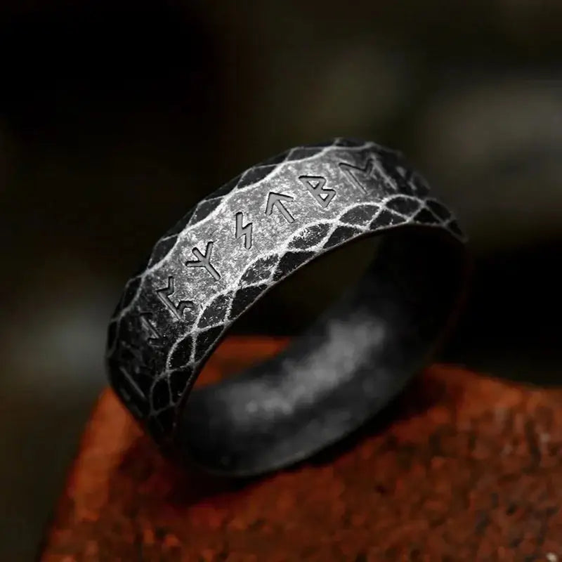 Bague "Skaldar" en Acier Inoxydable avec Runes Gravées