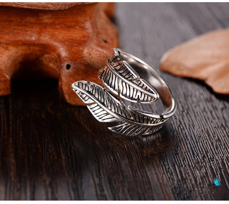 Bague "Muninn" – Plume Viking en Argent Sterling 925 Ajustable