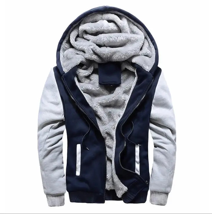 Veste Polaire d'Odin, bleu et gris, capuche doublée