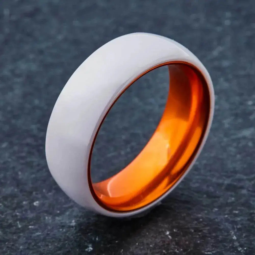 Bague Viking blanche et orange, vue latérale