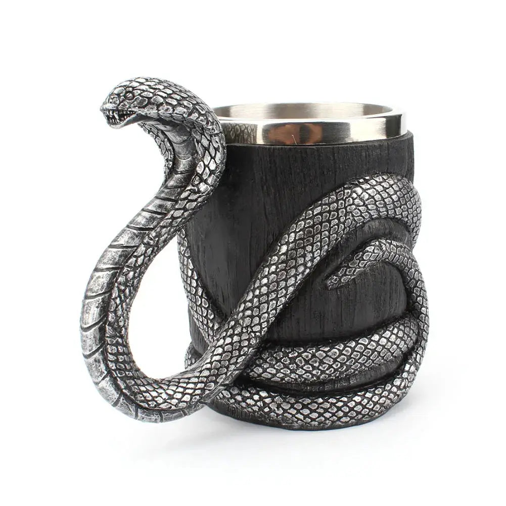 Chope à bière Jörmungandr, design serpent viking, double paroi