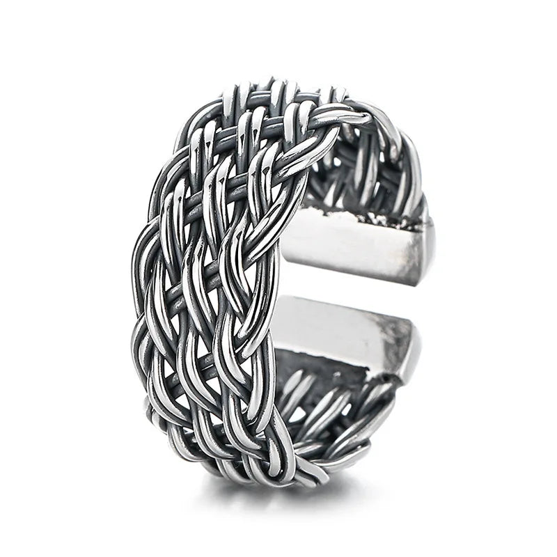 Bague "Tissage de Midgard" – Tressage Viking en Argent Sterling 925