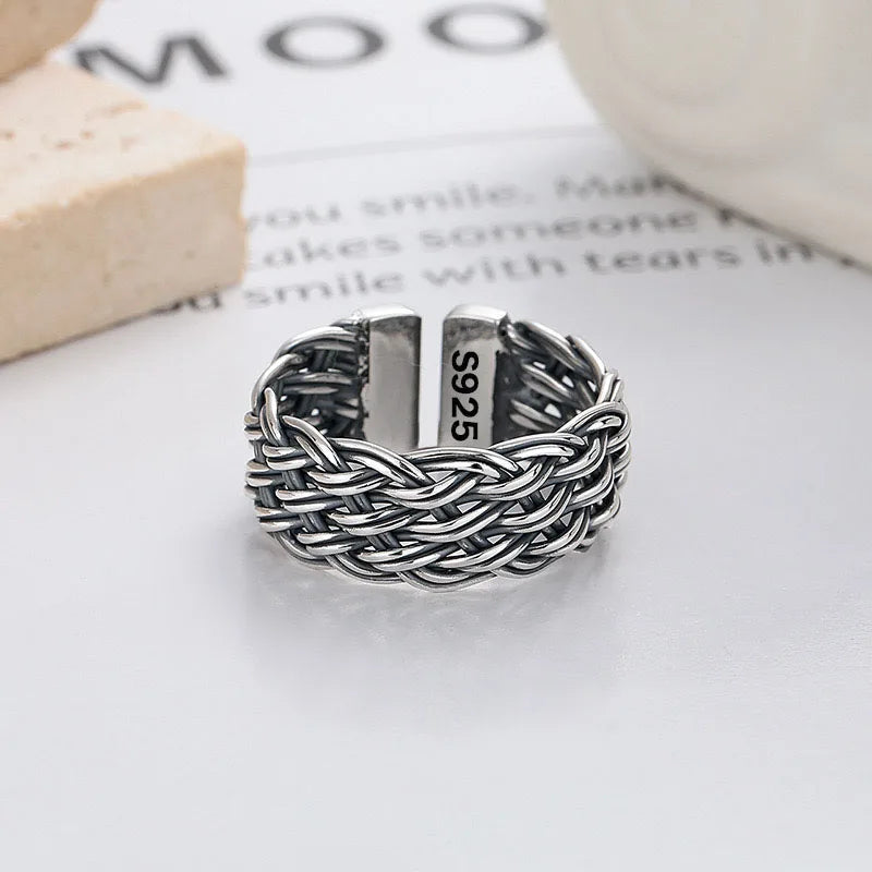 Bague "Tissage de Midgard" – Tressage Viking en Argent Sterling 925