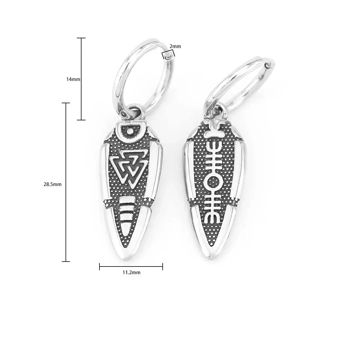 Boucles d'Oreilles Viking Valknut en Acier Inoxydable – Symbole Nordique de Puissance