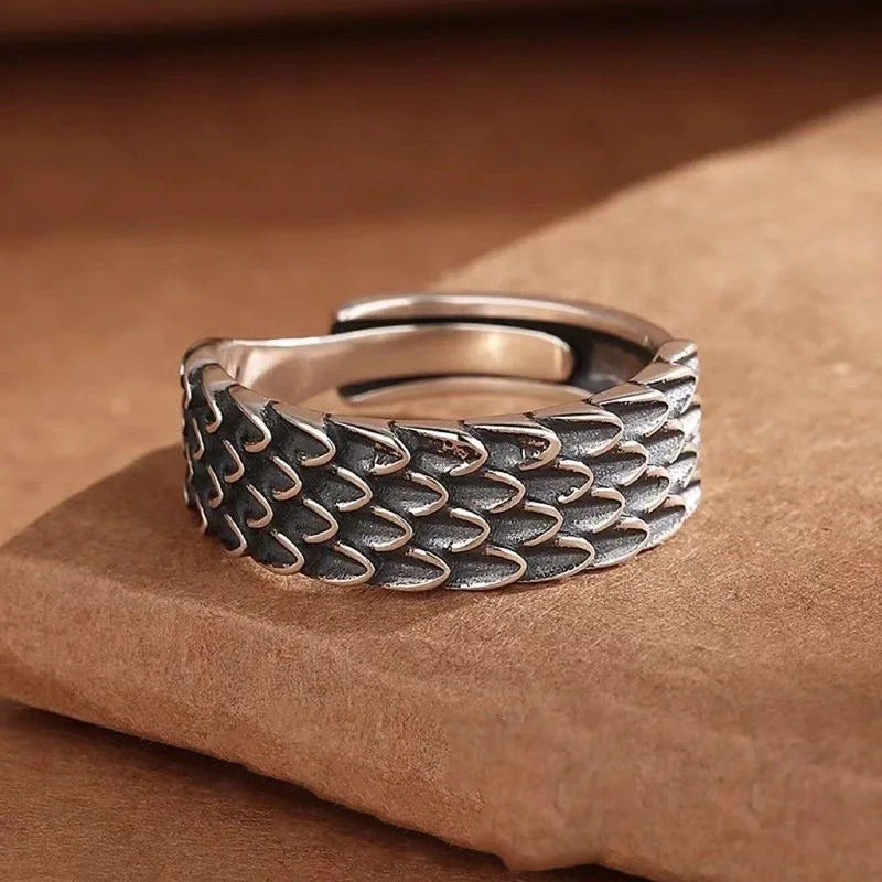 Bague "Écailles de Jörmungand" – Design Viking en Argent Sterling 925