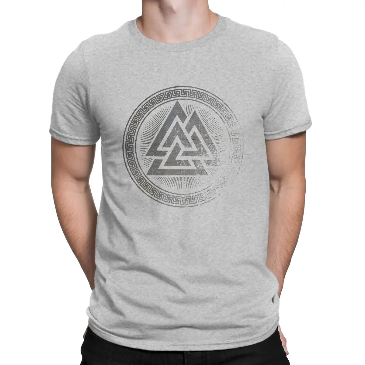 T-Shirt gris clair Valknut, design nordique