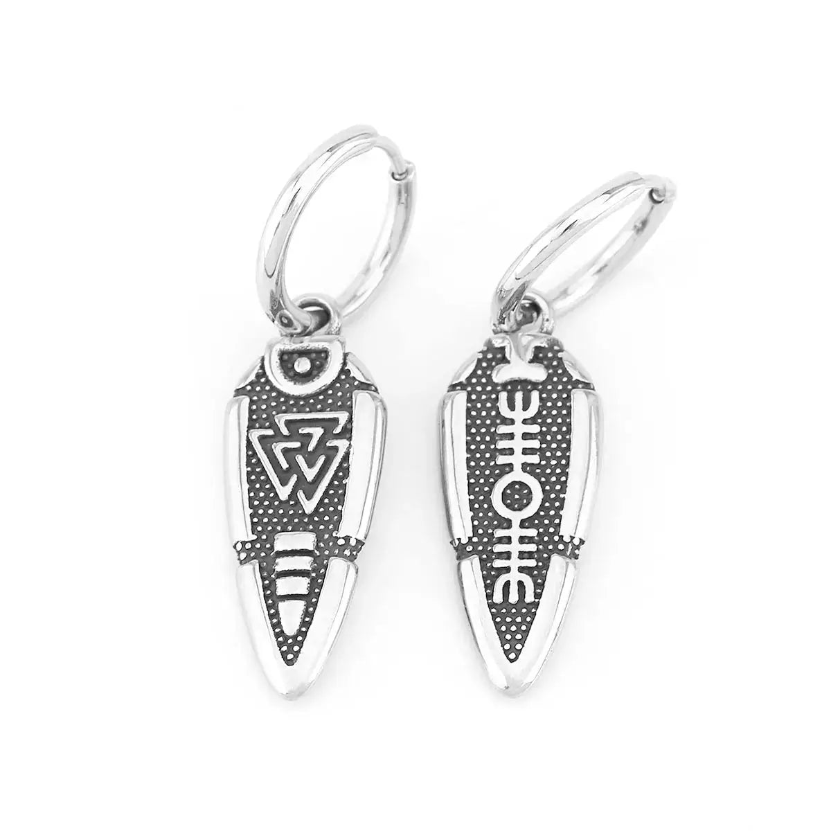 Boucles d'Oreilles Viking Valknut en Acier Inoxydable – Symbole Nordique de Puissance