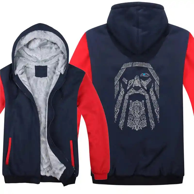 Veste Polaire d'Odin, bleu et rouge, style viking