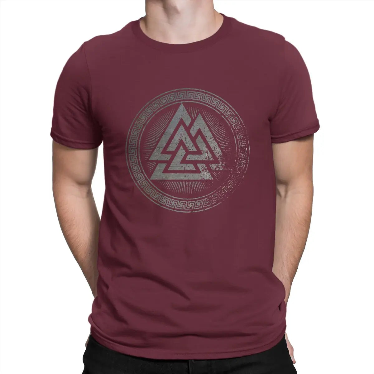 T-Shirt bordeaux Valknut, tradition nordique