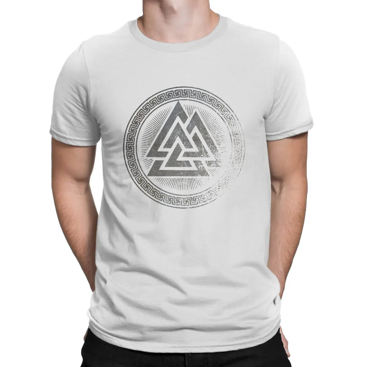 T-Shirt blanc Valknut, style nordique élégant