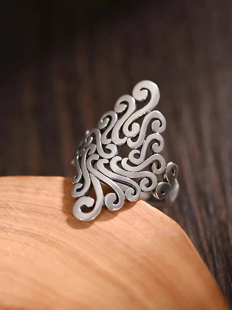 Bague "Fafnir" – Volutes Élégantes Viking en Argent Sterling 925 pour Femmes