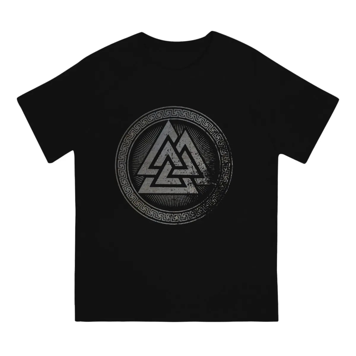 T-Shirt noir à plat avec motif Valknut nordique