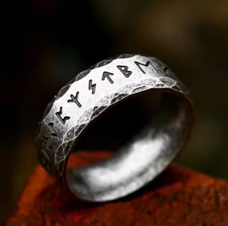 Bague "Skaldar" en Acier Inoxydable avec Runes Gravées