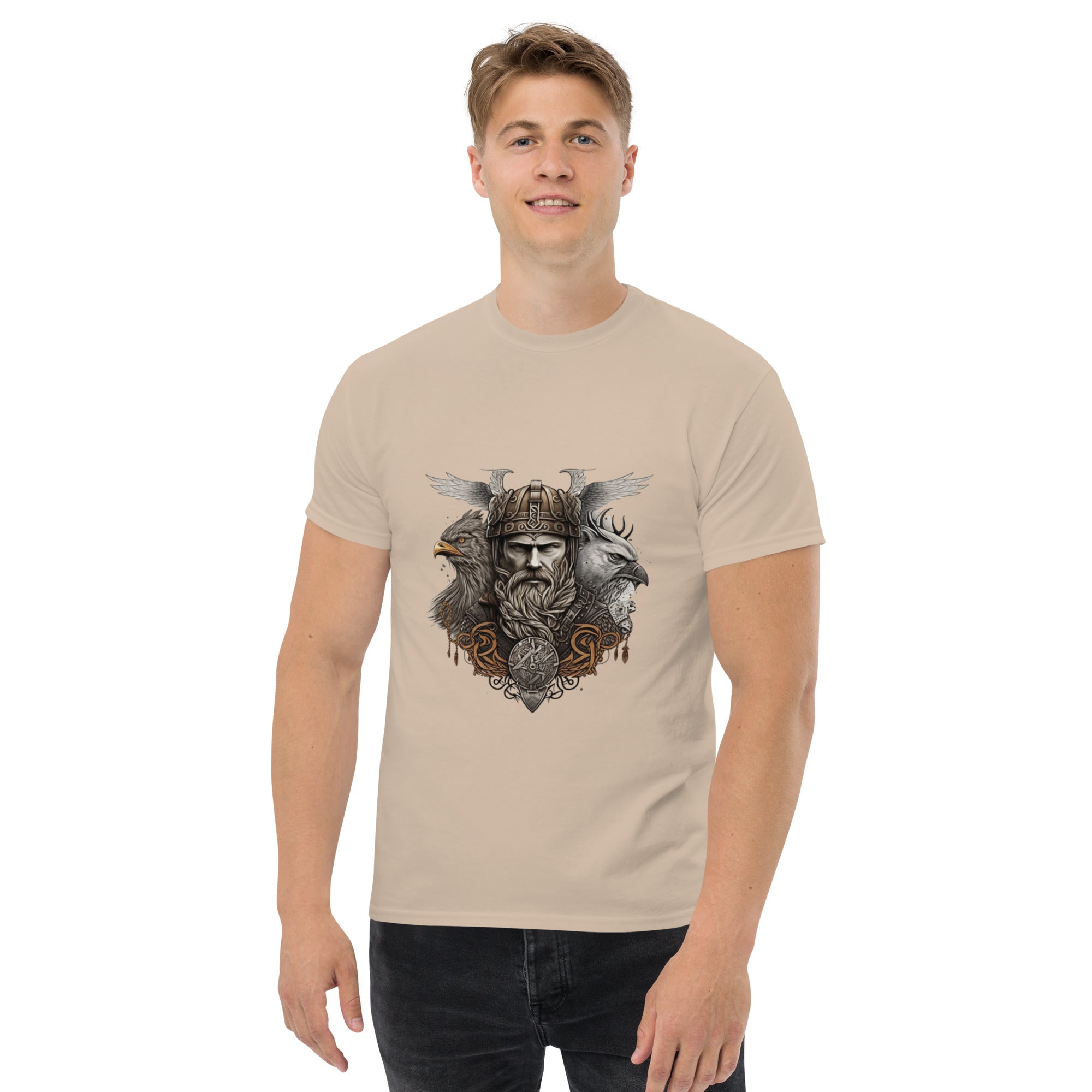 T-shirt Odin beige avec design nordique