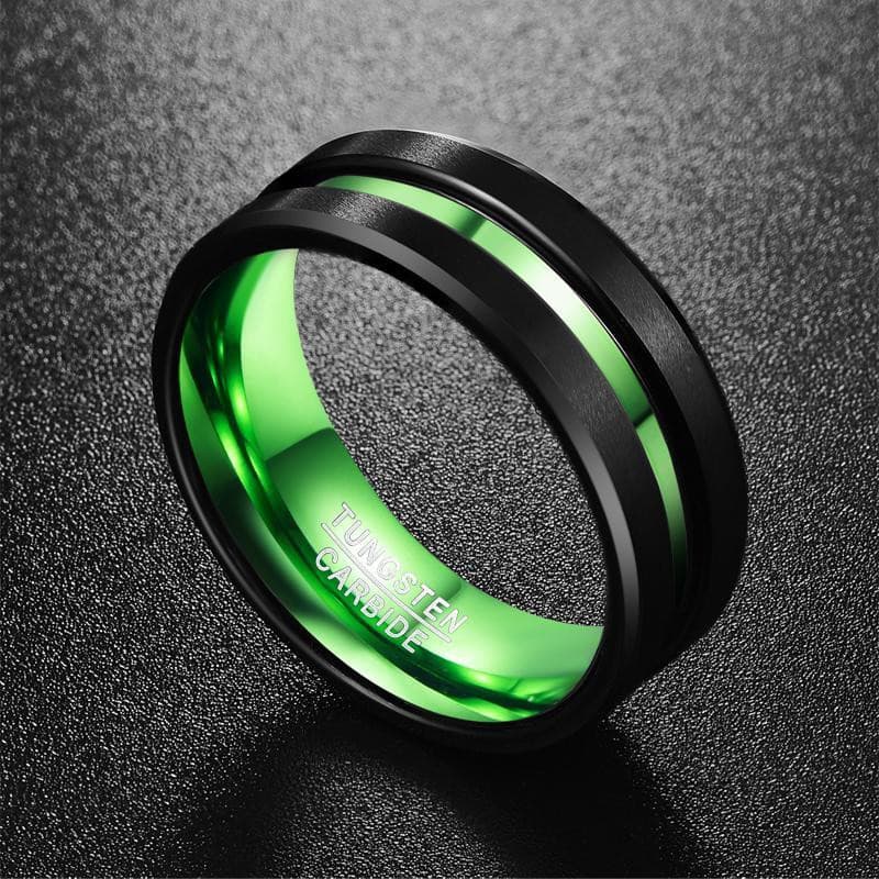 Bague Paradis Vert du Valhalla en Tungstène