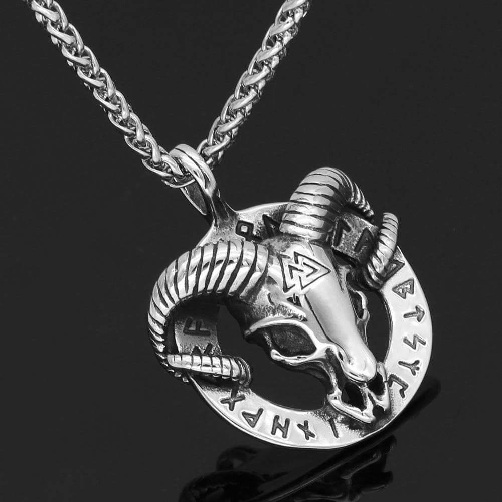 Collier Bélier à tête de Valknut.