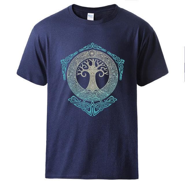 T-shirt Viking Yggdrasil Bleu marine