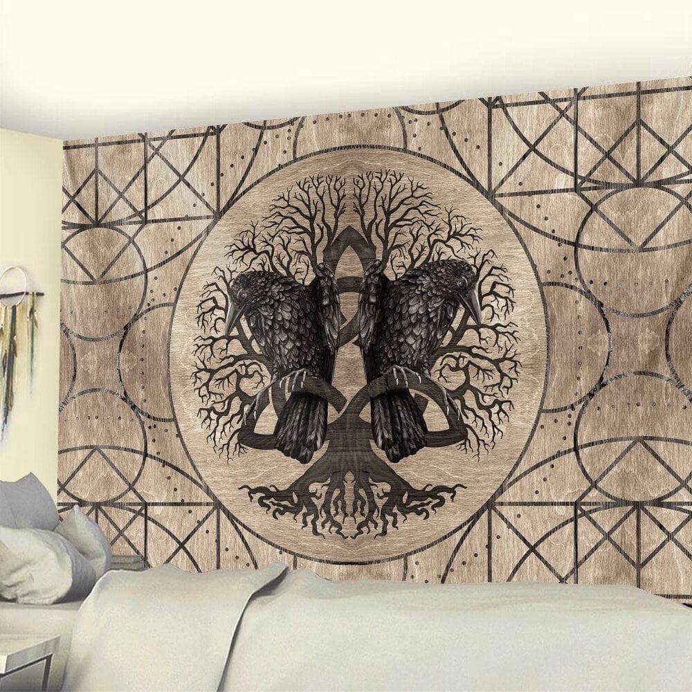 Toile Tapisserie Yggdrasil et Triskele.