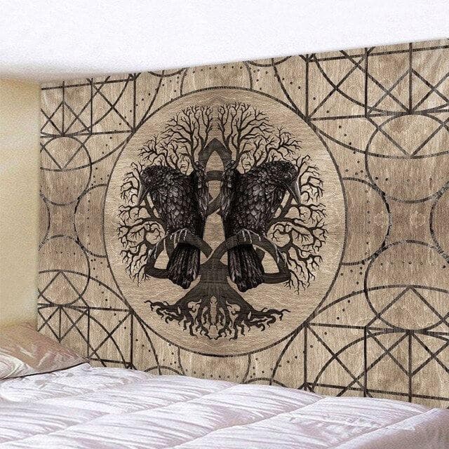 Toile Tapisserie Yggdrasil et Triskele.